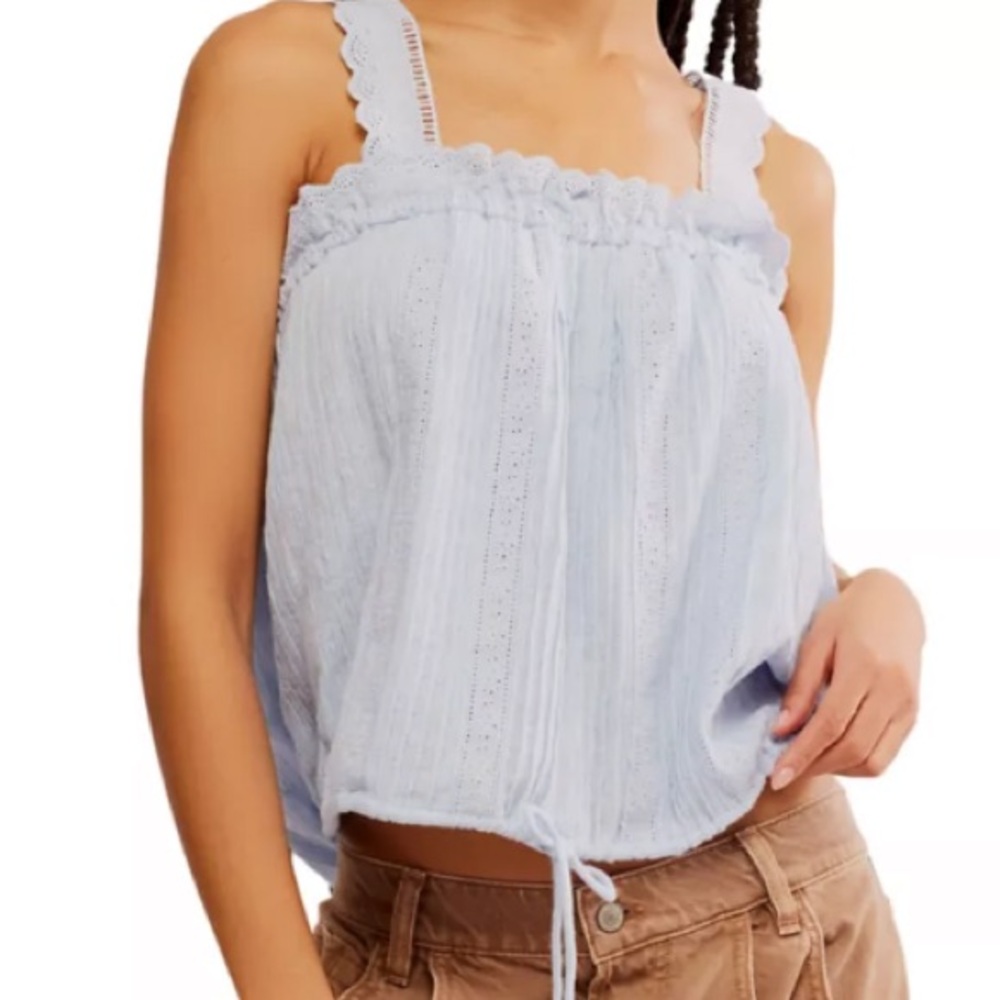 Free people Because of you Tank Top size L Chambray Light Blue